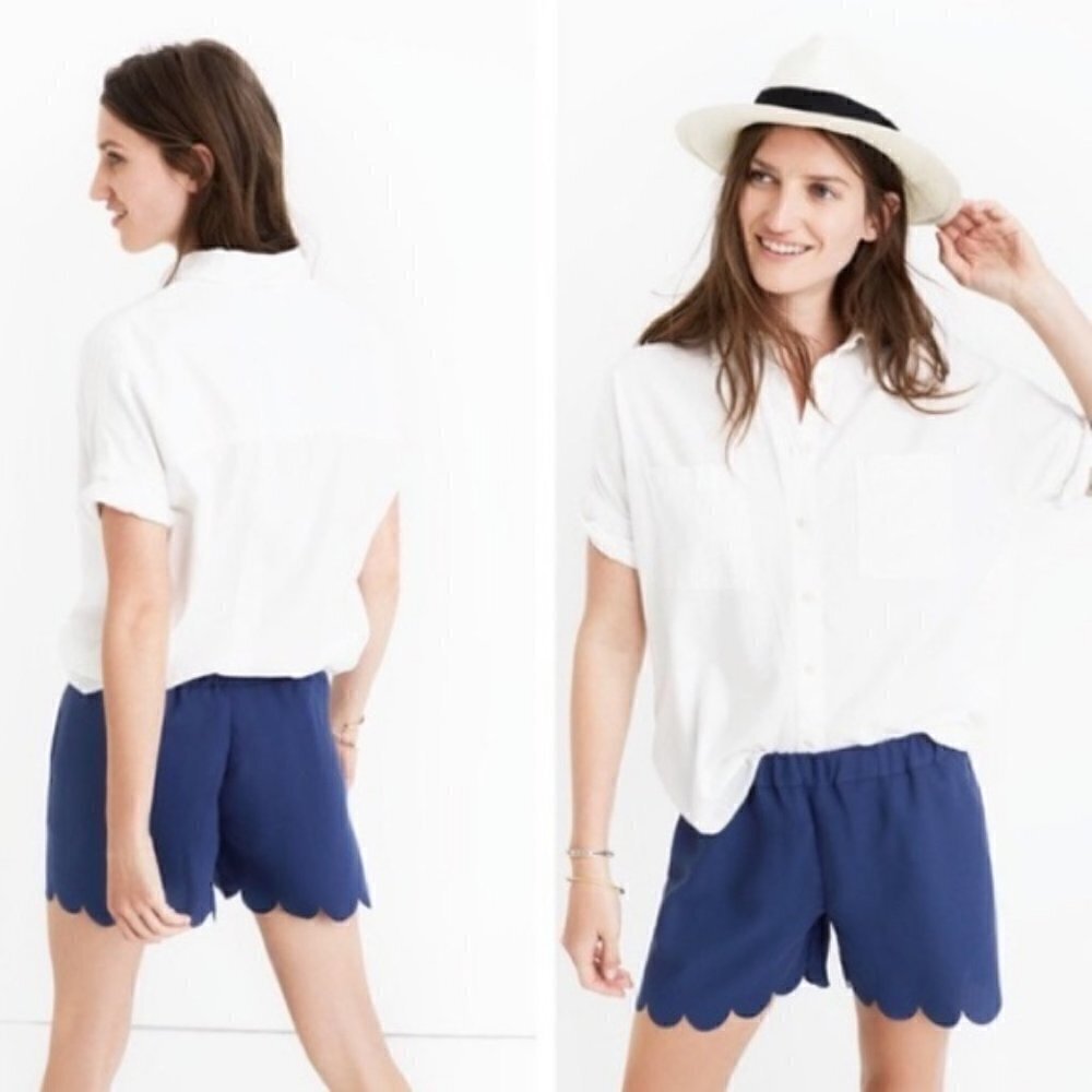 Madewell Scalloped Hem Pull On Shorts Navy Size XS